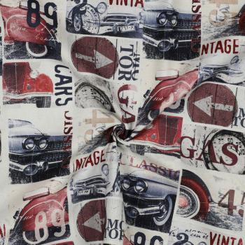 Preview: Canvas Vintage Cars Rot/Ecru